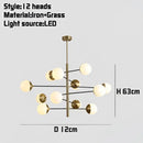 Modern brass & black glass bubble chandelier dining room lighting