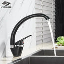 Modern brass black kitchen sink faucet with curved swivel spout