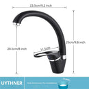 Modern brass black kitchen sink faucet with curved swivel spout