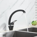 Modern brass black kitchen sink faucet with curved swivel spout