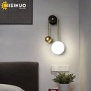 Modern brass & black led wall sconce living room spherical light