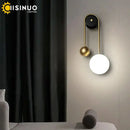 Modern brass & black led wall sconce living room spherical light