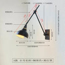 Modern brass black swing arm wall lamp bedroom sconce with white shade