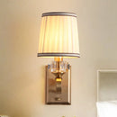 DecorBites™ Modern Brass/Black Wall Mount Light with Cone Shade - Contemporary Fabric Sconce