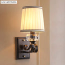 DecorBites™ Modern Brass/Black Wall Mount Light with Cone Shade - Contemporary Fabric Sconce