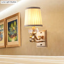 DecorBites™ Modern Brass/Black Wall Mount Light with Cone Shade - Contemporary Fabric Sconce
