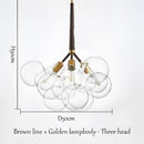 Modern brass bubble chandelier glass led bedroom lighting