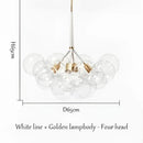 Modern brass bubble chandelier glass led bedroom lighting