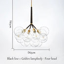 Modern brass bubble chandelier glass led bedroom lighting