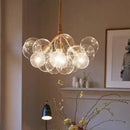 Modern brass bubble chandelier glass led bedroom lighting