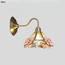 Modern brass butterfly wall sconce bedroom pink & blue glass light