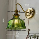 Modern brass butterfly wall sconce bedroom pink & blue glass light