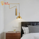 Modern brass copper adjustable wall lamp for living room