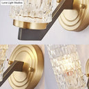 Modern brass crystal flush wall sconce bedroom wall lamp
