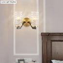 Modern brass crystal flush wall sconce bedroom wall lamp
