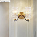 Modern brass crystal flush wall sconce bedroom wall lamp