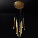 Modern brass crystal led pendant chandelier for villa stairs