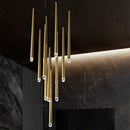 Modern brass crystal led pendant chandelier for villa stairs