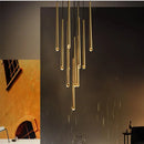Modern brass crystal led pendant chandelier for villa stairs