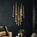 Modern brass crystal led pendant chandelier for villa stairs