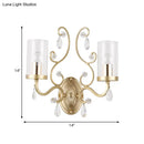 Modern brass crystal wall mounted light bedroom glass sconce