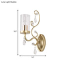 Modern brass crystal wall mounted light bedroom glass sconce
