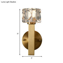 Modern brass crystal wall sconce bedroom contemporary cube flush light