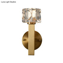 Modern brass crystal wall sconce bedroom contemporary cube flush light