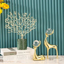 Modern brass deer statue desk ornament with crystal – living room decor