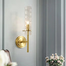DecorBites™ Dimpled Blown Glass Cylinder Wall Sconce - Modern 1 Bulb Brass Light Fixture
