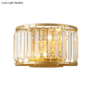 Modern brass drum shaped crystal wall sconce living room light