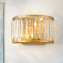 Modern brass drum shaped crystal wall sconce living room light