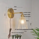 Modern brass e27 led wall sconce with glass shade for bedroom