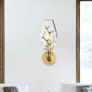 Modern brass finish antler wall lamp bedroom crystal light