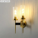 Modern brass finish glass tube wall light living room