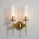 Modern brass finish glass tube wall light living room