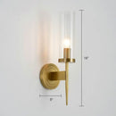 Modern brass finish glass tube wall light living room