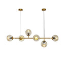 Modern brass five globe glass pendant lights for dining room