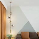 Modern brass five globe glass pendant lights for dining room