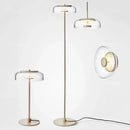 Modern brass floor lamp with glass lampshade for living room