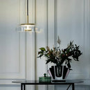 Modern brass floor lamp with glass lampshade for living room