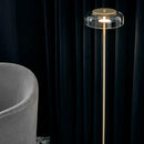 Modern brass floor lamp with glass lampshade for living room