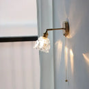 Modern brass flower glass base led wall sconce bedroom light