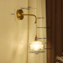 Modern brass flower glass led wall sconce bedroom light fixture