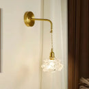 Modern brass flower glass led wall sconce bedroom light fixture