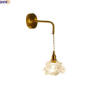 Modern brass flower glass led wall sconce bedroom light fixture