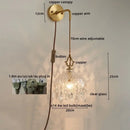 Modern brass flower glass led wall sconce bedroom light fixture