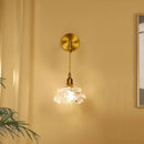 Modern brass flower glass led wall sconce bedroom light fixture