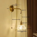 Modern brass flower glass led wall sconce bedroom light fixture