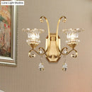 Modern brass flower sconce crystal wall lamp bedroom light fixture